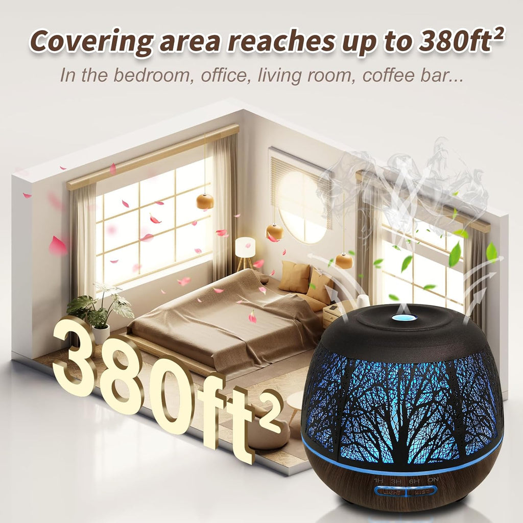 Diffusers for Essential Oils Large Room 400ml,Essential Oil Diffuser for Home with R/C,Cool Mist Humidifiers for Bedroom,7 Colors Changed & 3 Mist Mode Waterless Auto Off for Office