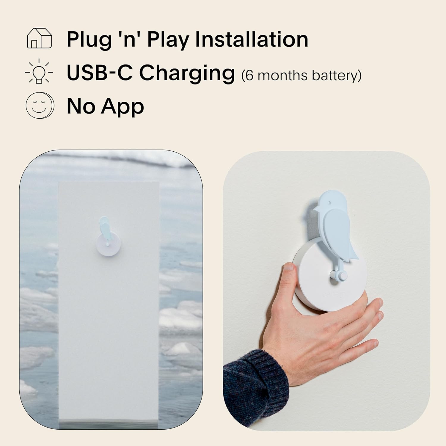 Birdie 2.0 - Design Indoor CO2 Monitor - Air Quality Meter for Home & Office - Promotes Mental & Physical Health - Modern Interior Decor - Reducing Health Risks with Clean Air (Glacier, FullBirdie)