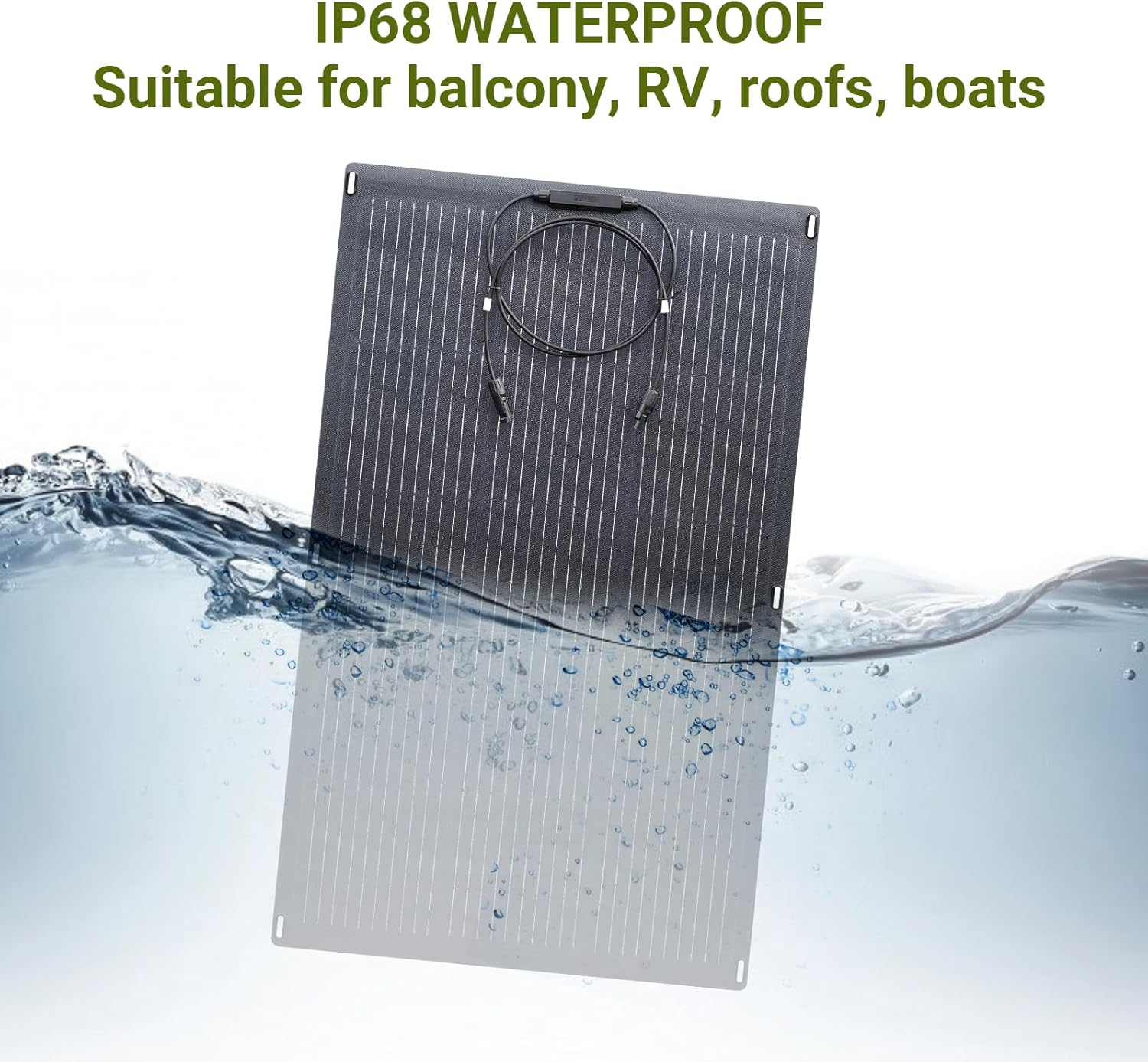 ALLPOWERS SF100 100W Flexible Solar Panel,Ultra-Thin 3mm Bendable Monocrystalline Solar Charger,25% Efficiency IP68 Waterproof for RV Roof,Camping,Marine Use,Compatible