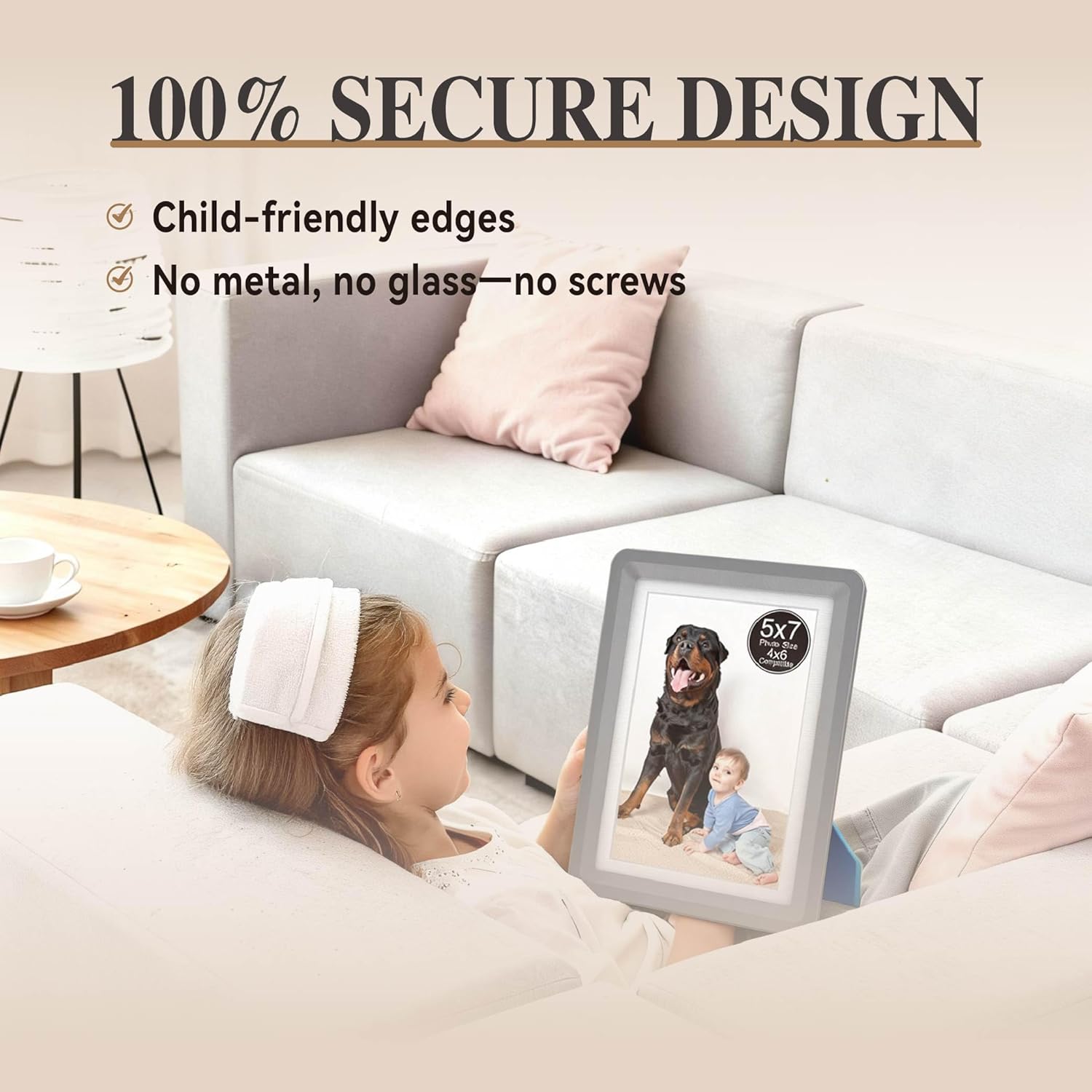 Dark Gray 5x7 Picture Frame with Acrylic Front 3 Pack, ABS Frame for 5x7 or 4x8 Photos, Shatterproof UV-Resistant Tabletop Photo Frame, Vertical/Horizontal Display for Home Décor