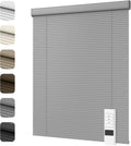 Motorized Cordless Aluminum Blinds with Remote, Automatic Room Darkening Horizontal Blinds for Indoor Windows, Light Adjustment Waterproof Blinds, Customized for Home Office, Gray