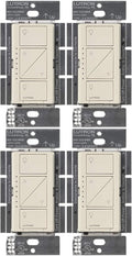 Lutron Caseta Original Smart Dimmer Switch (Lutron Smart Hub Required), for LED Lights, 150 Watt, Single-Pole/3-Way, No Neutral Required, PD-6WCL-LA, Light Almond, 4 Pack
