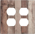 Outlet Covers Retro Wood Brown Farmhouse Barn Wooden 2 Gang Double Duplex Decorative Light Switch Covers Electrical Wallplates Socket Faceplate for Farmhouse Cabin Decor