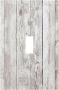 Decorative Light Switch Cover Rustic Vintage White Wood Grain 1 Gang Single Toggle Device Electrical Faceplate Switchplates Decorator Outlet Wall Plate for Farmhouse Home Decor