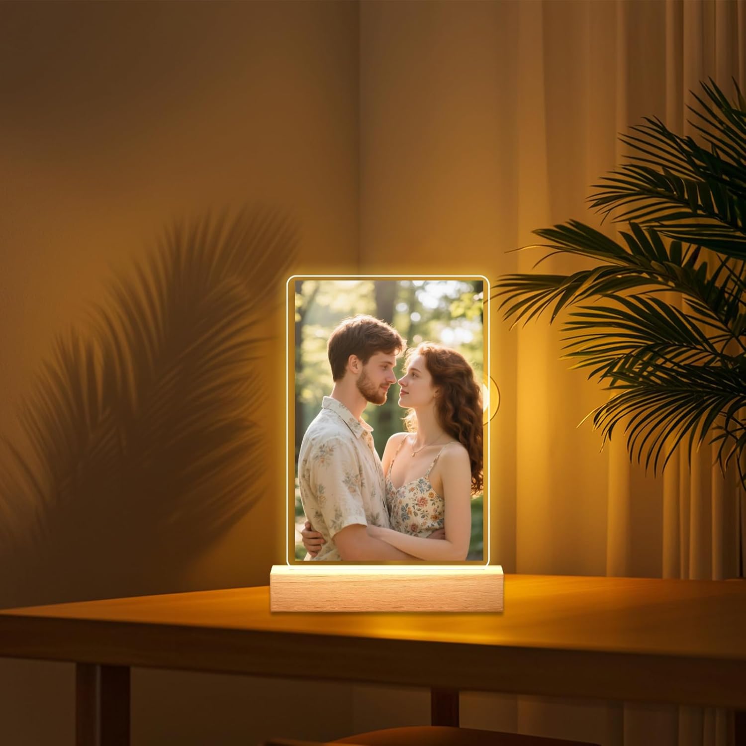 Personalized Picture Frames with Photo, Custom Photo Frame with Night Light, Customized Girlfriend Photo Gifts, Ideal Gift for Couples Anniversary Birthday Mom Dad Him Her