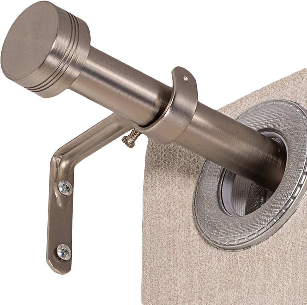 Brushed Nickel Curtain Rod for Windows 18 to 144 Inches, 1 Inch Adjustable Drapery Pole, Heavy Duty Outdoor/Indoor Modern Curtain Rods, Easy Installation(Satin Nickel 18"-144")