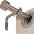 Brushed Nickel Curtain Rod for Windows 18 to 45 Inches, 1 Inch Adjustable Drapery Pole, Heavy Duty Outdoor/Indoor Modern Curtain Rods, Easy Installation(Satin Nickel 18"-45")
