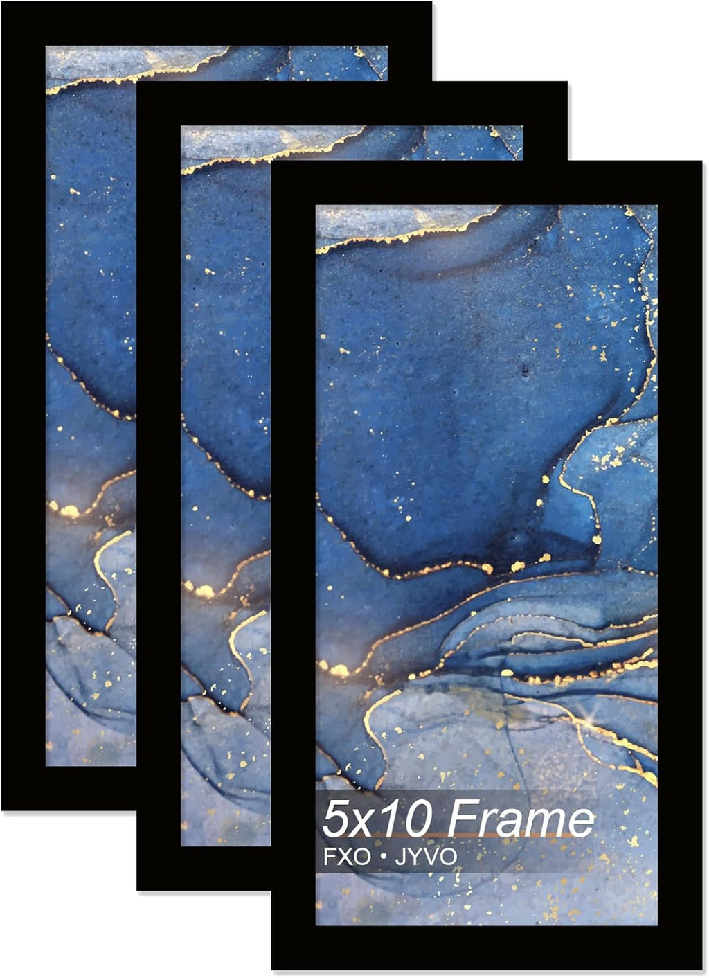 5x10 Picture Frame Set of 3, Black Frame for 5 x 10 Inch Picture Poster Photo, Light Weight and High Transparent 5 by 10 Frame for Wall - 3 Pack/Black/5"x10"