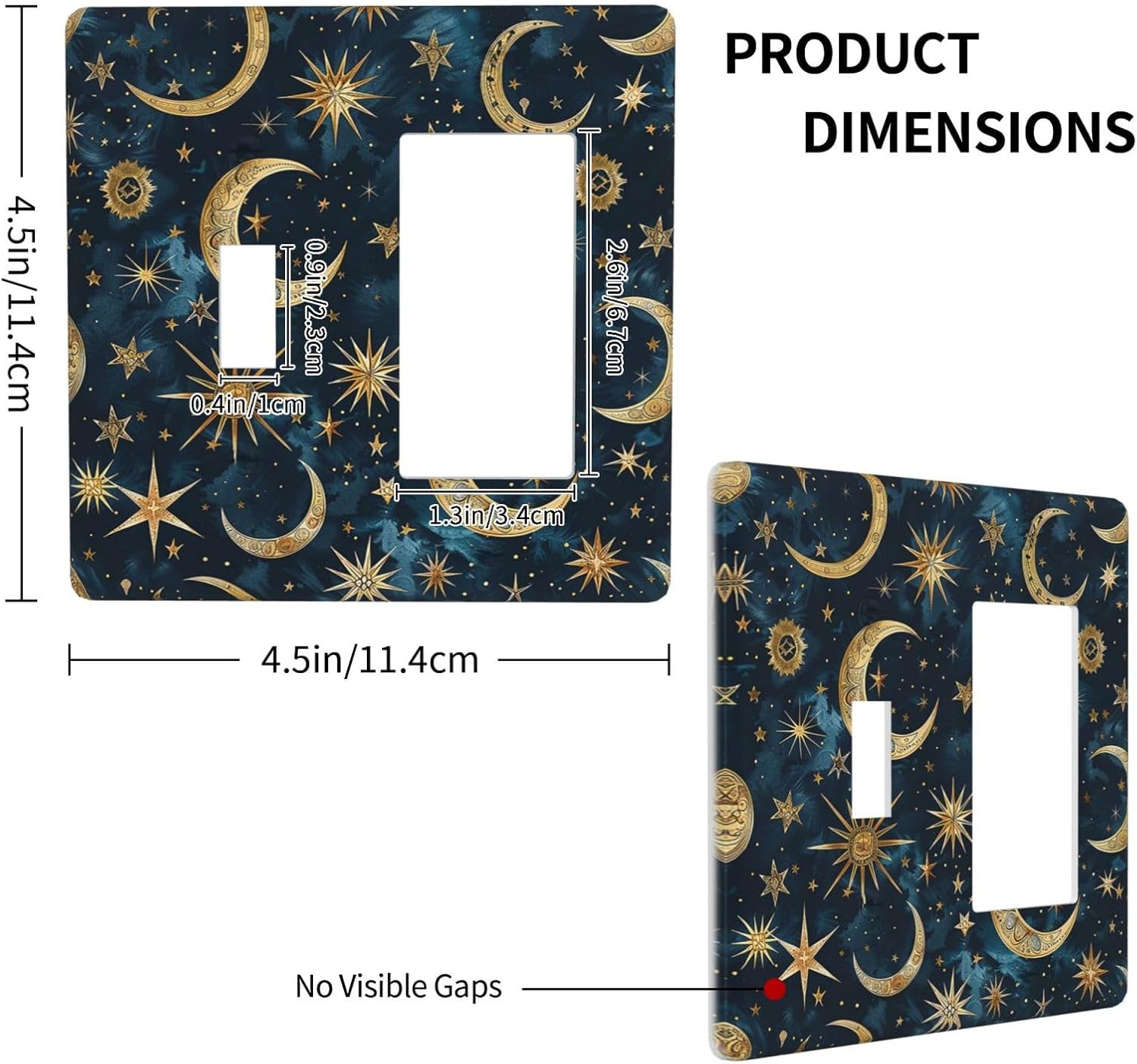 Outlet Covers Modern Abstract Sky Blue Gold Moon Sun Star 1 Toggle 1 Rocker Combination Decorative Wall Plate Electrical Switch Plates Light Switch Cover Plate for Bedroom Kids room Decor
