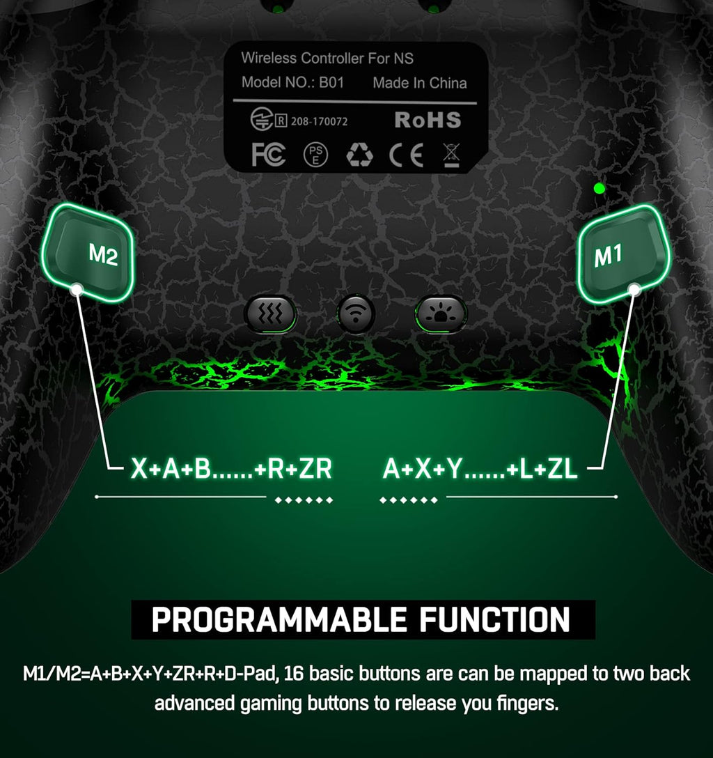 Wireless Switch Controller for Nintendo Switch/Lite/OLED Controller, Switch Controller with a Mouse Touch Feeling on Back Buttons, Extra Switch Pro Controller with Wake-up,Programmable, Turbo Function
