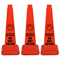 OrangeStar 3-Pack 28" Do Not Enter Cones, Large 4-Sided No Entry Message Safety Cones with Heavy Rubber Base for Indoor Outdoor Use, Traffic Control, Security, Warehouse Safety