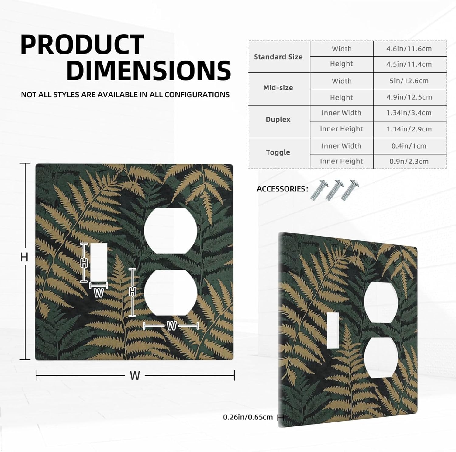 Wallplates Botanical Fern Green Leaf Forest 1 Toggle 1 Duplex Switch Plate Electrical Gfci Faceplate Decorative Light Switch Covers For Bed Room Home Decor