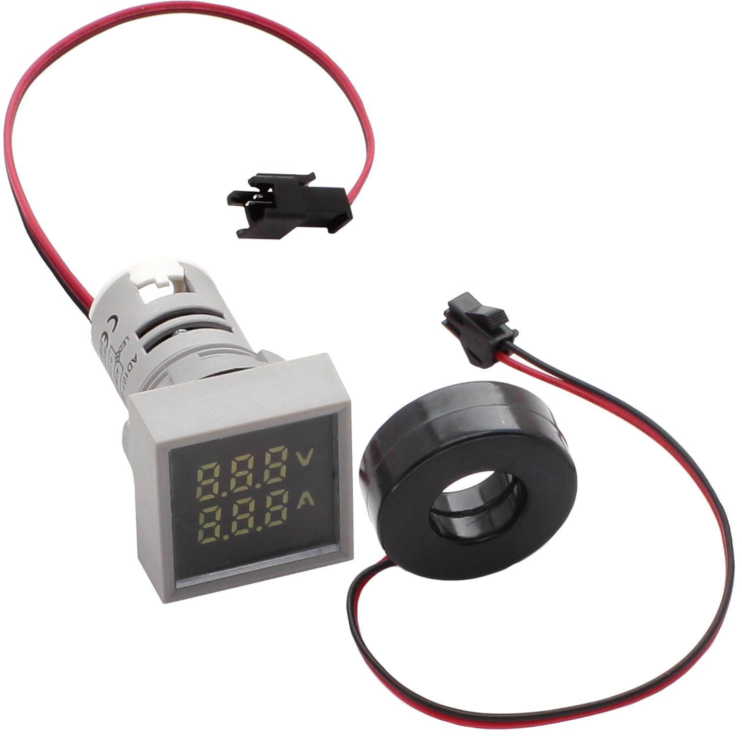LED Voltage Display Panel Mount Volt Amp Meter, AD101-22VAMS 22mm Square Voltmeter and Ammeter, AC50-500V Voltage and 0-100A Current Meter, Grey (3 Pack)