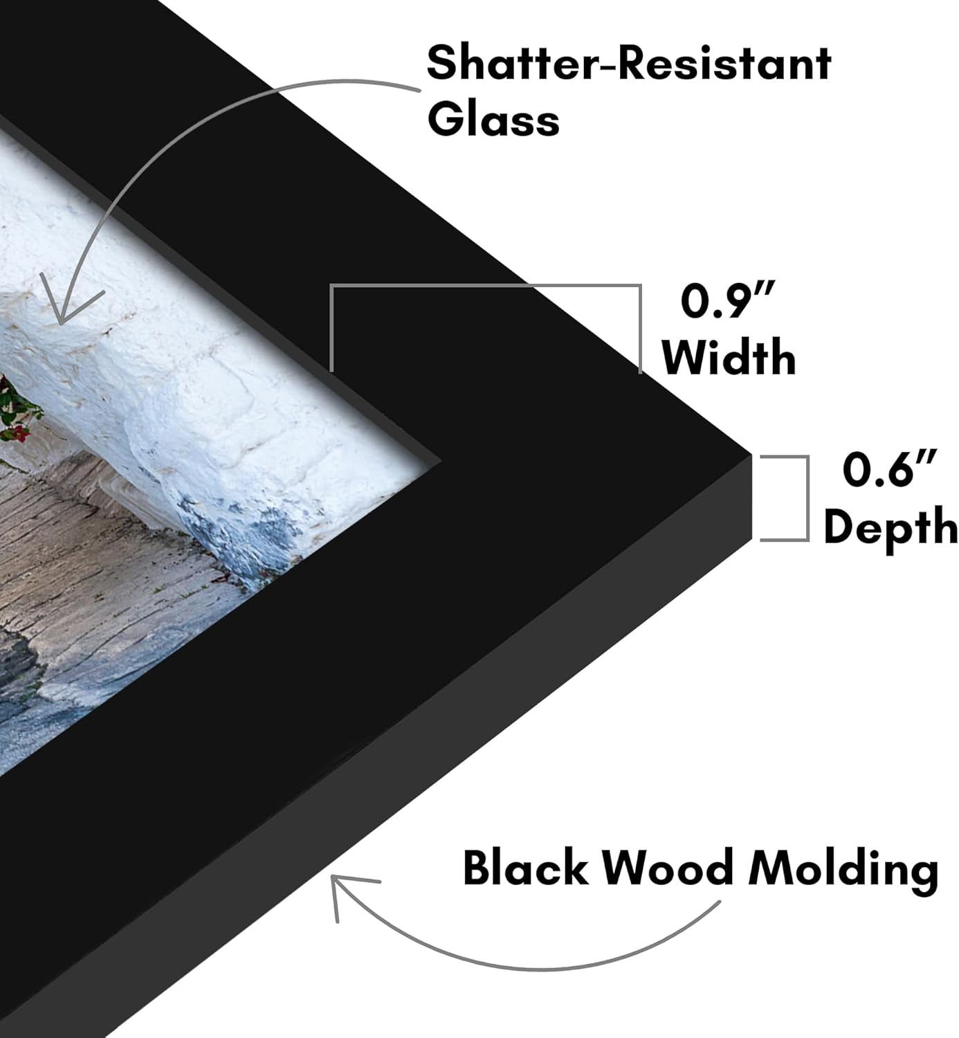 Americanflat 6x8 Picture Frame with Shatter-Resistant Glass - Signature Collection - Gallery-Style Frames Made of Engineered Wood - Photo Frame for Tabletop and Wall Display - Black