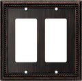 Henne Bery Sunken Pearls Heavy Duty Decorative Wall Plate Switch Plate Outlet Cover (Double Decorator, Aged Bronze)