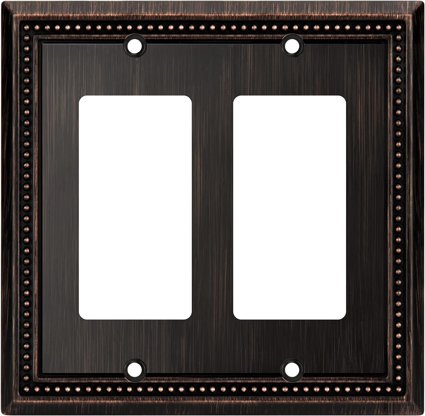 Henne Bery Sunken Pearls Heavy Duty Decorative Wall Plate Switch Plate Outlet Cover (Double Decorator, Aged Bronze)