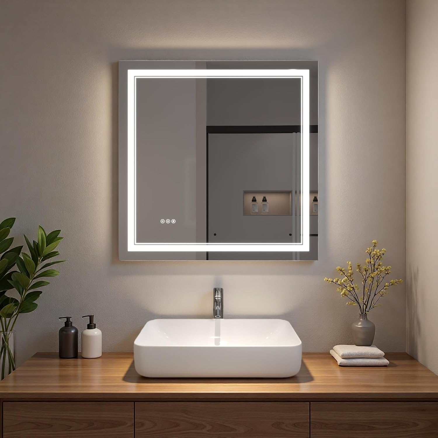LED Bathroom Mirror with Lights, Wall Mirrors