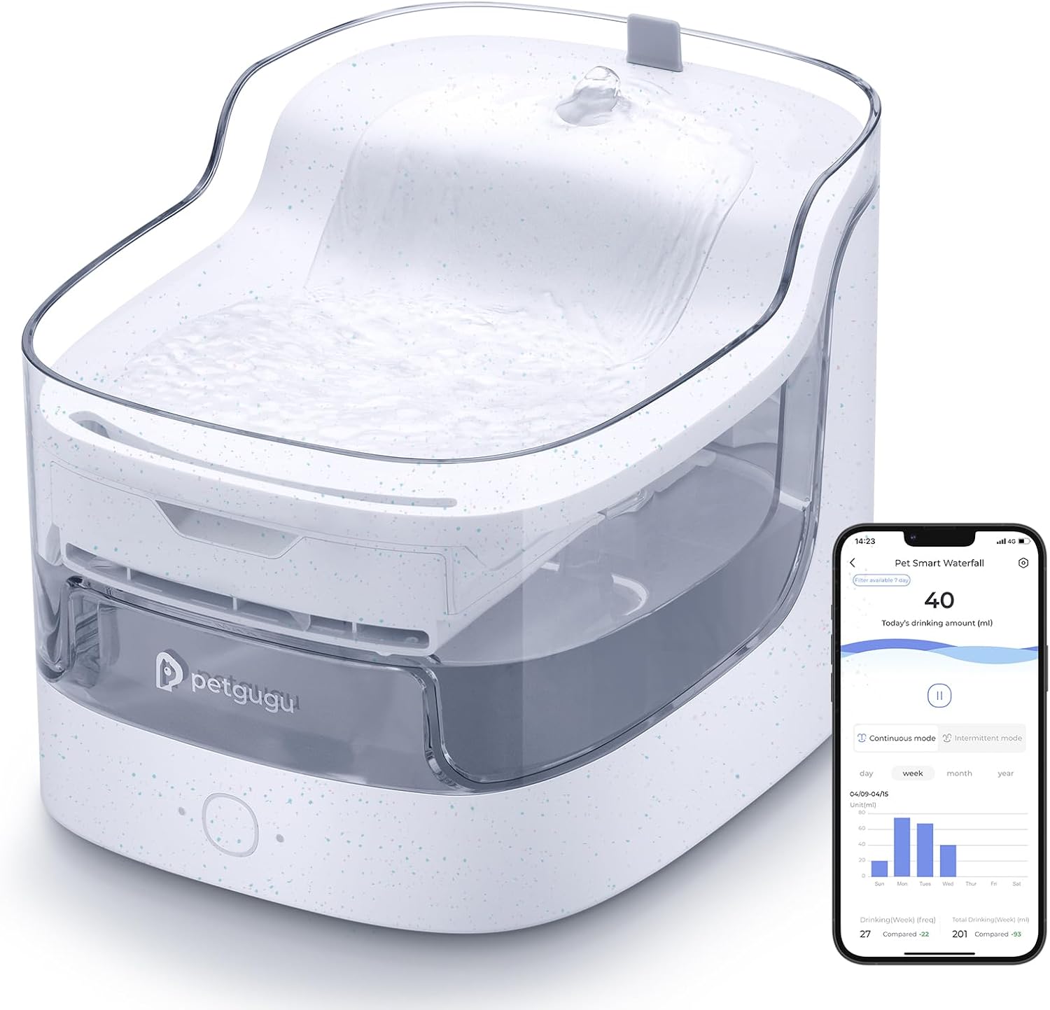 Cat Water Fountain Smart App Control 8 Layers Filtration BPA-Free & Ultra-Quiet Dogs Automatic Water Dispenser Water Fountains for Cats Indoor Wireless Pump Pet Health Manager 2.4G WiFi