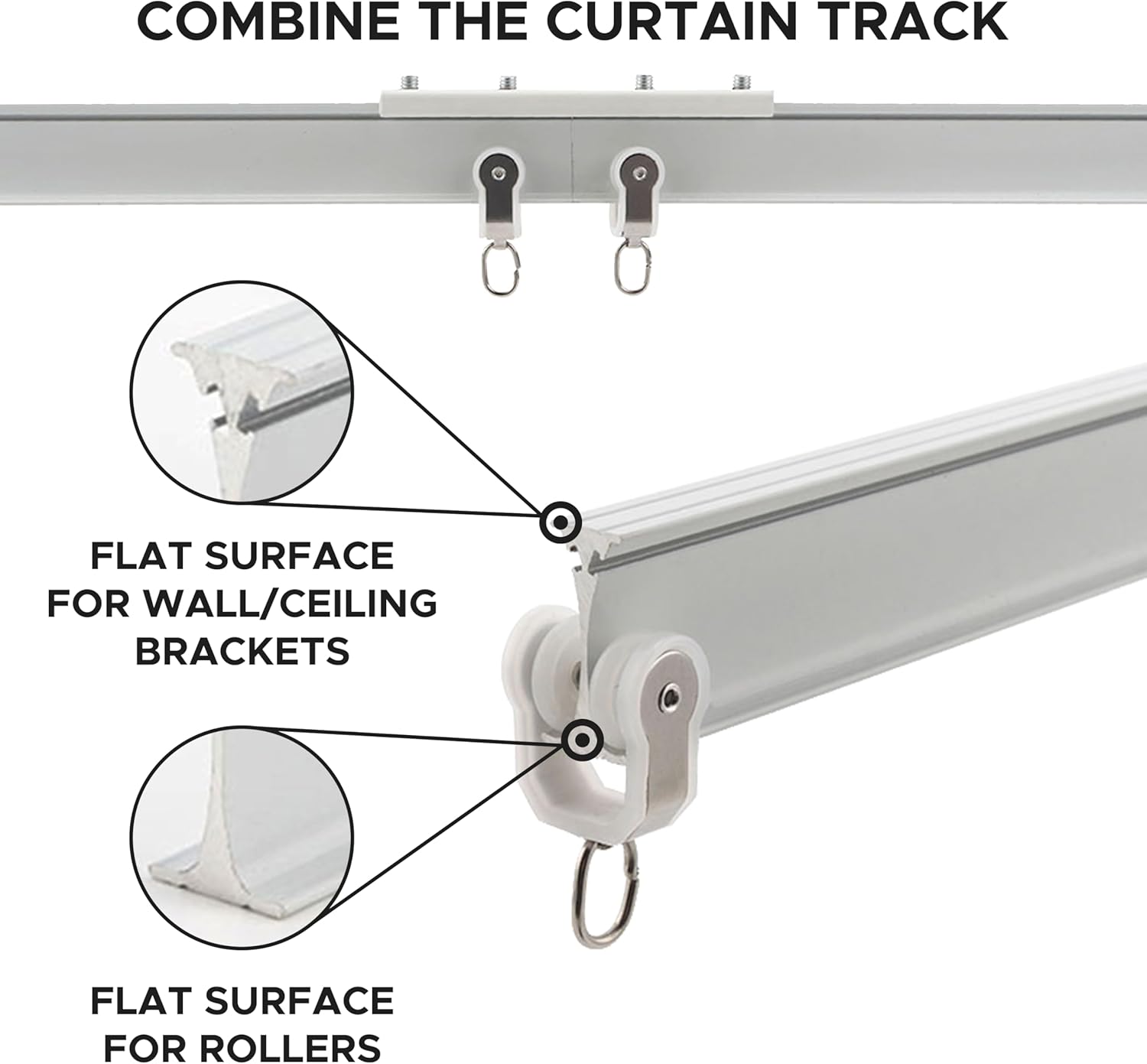 Aluminum Flexible Ceiling Curtain Track – 3ft-13.1ft / 4m Bendable Wall/Ceiling Mount Rail, Smooth Glide System for Bay Windows, RVs, Room Dividers, Showers – Easy Install & Custom Fit