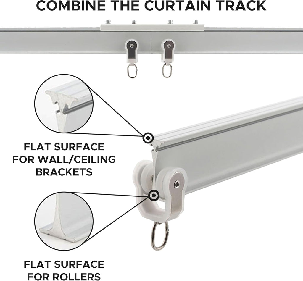 Aluminum Flexible Ceiling Curtain Track – 3ft-9.8ft / 3m Bendable Wall/Ceiling Mount Rail, Smooth Glide System for Bay Windows, RVs, Room Dividers, Showers – Easy Install & Custom Fit