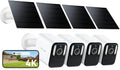 Anona Aurora 4K Solar Security Cameras Wireless Outdoor, Forever Power with Solar Panel, 8MP Color Night Vision, 24/7 AOV Recording, No Monthly Fees, AI Detection, Easy Setup, 2.4 G WiFi, IP67, 4 Pack