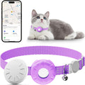Cat Tracker,Pet Tracker for Cats Compatible with Apple Find My App(Only iOS),Waterproof Tracker Cat Collar with Safety Elastic Buckle,No Monthly Fee,Works with Any Collar (Purple)