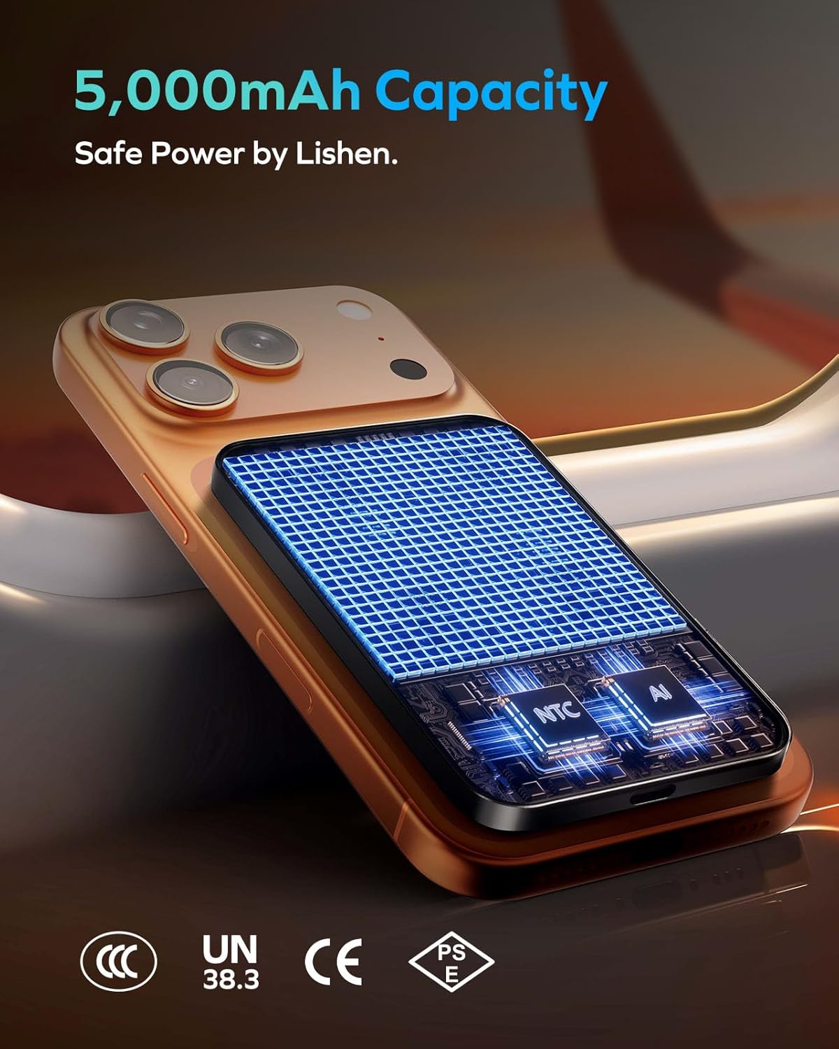 MOMAX Q.Pass Magnetic Power Bank, 5000mAh Slim Portable Charger Qi2 Certified 15W Ultra-Fast Charging Battery Pack for iPhone Air/17 Pro Max/17 Pro/16/15/14/13/12 (No Lighting)