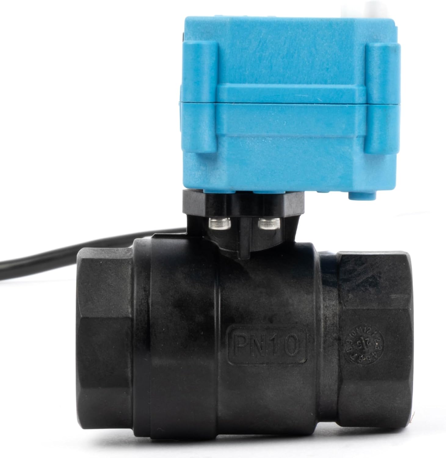 U.S. Solid 1” PPE Motorized Ball Valve with US Plug - Plastic Electrical Ball Valve, 2 Wire Auto Return, AC 110~230V, Normally Closed