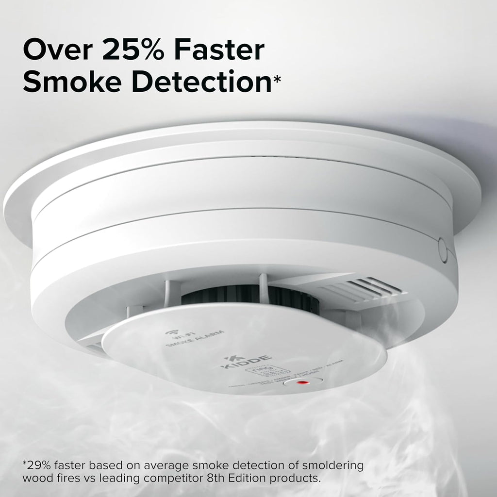 Kidde Smart Smoke Detector, Ring App Enabled for Real-Time Notifications, Hardwired Alarm, AA Backup Battery