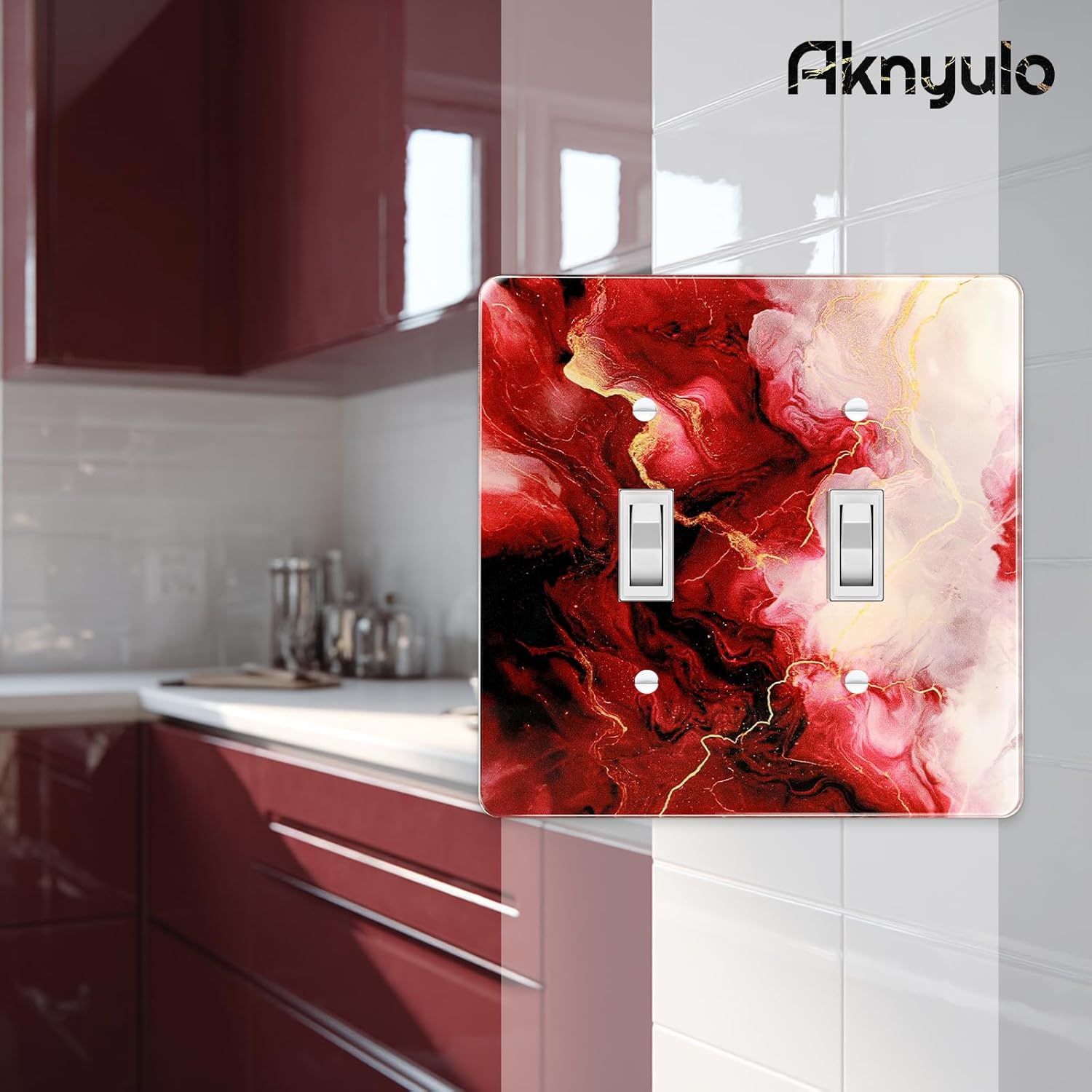 Rich Burgundy Marble Acrylic Light Switch Wall Plate Plates Decorative Electrical Outlet Cover Plates Acrylic Double Wall Outlet Covers Switch Plates