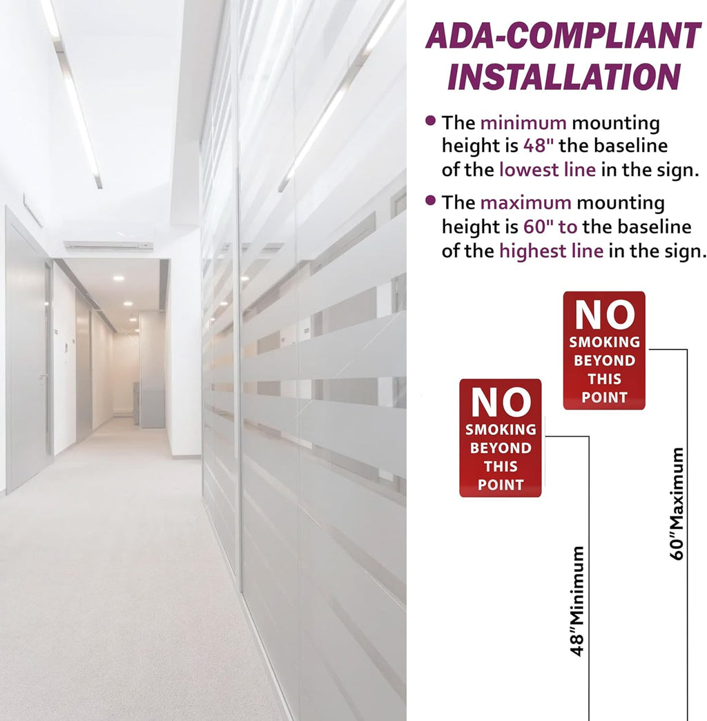 No Smoking Beyond This Point Sign - ADA Compliant Digitally Printed Text Wall Sign - Smoke-Free Area Signs for Offices, Businesses, Hotels & Restaurants - Plastic 7” x 5”
