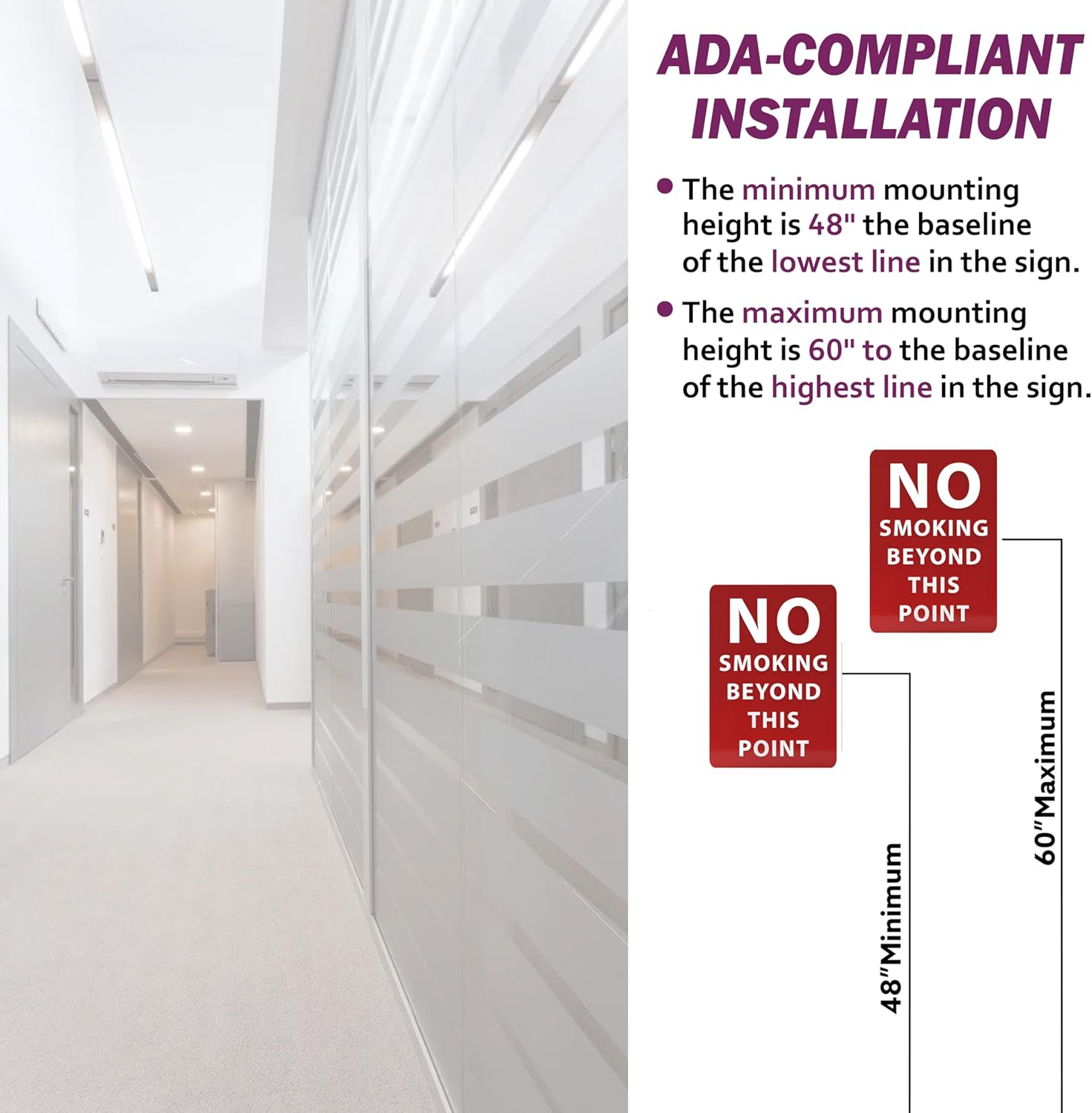 No Smoking Beyond This Point Sign - ADA Compliant Digitally Printed Text Wall Sign - Smoke-Free Area Signs for Offices, Businesses, Hotels & Restaurants - Plastic 7” x 5”