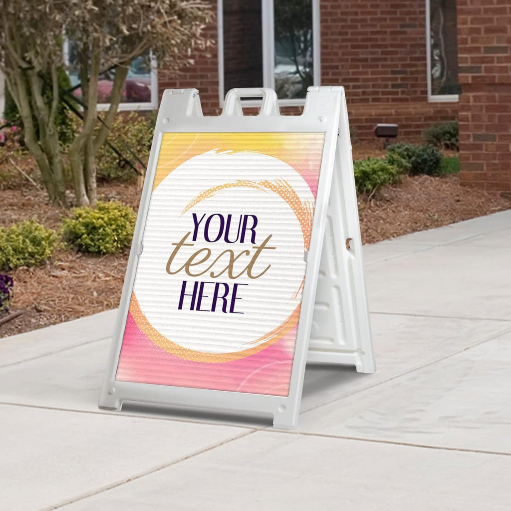 GotPrint Custom A-Frame Sign | 24"x36" Design Your Own Sign Add Text/Image/Logo | Signicade Outdoor Sandwich Board with Deluxe Stand, White