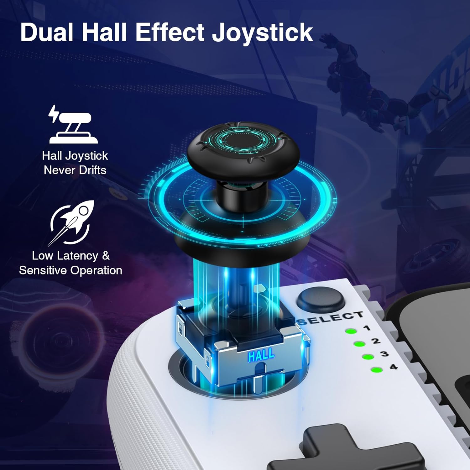 NealGamefy Phone Controller for iPhone/Android - Mobile Gaming Controller with Hall Effect Joystick, Phone Case Support, Turbo Function, Dual Vibration- Phone Controller Compatible with More Games