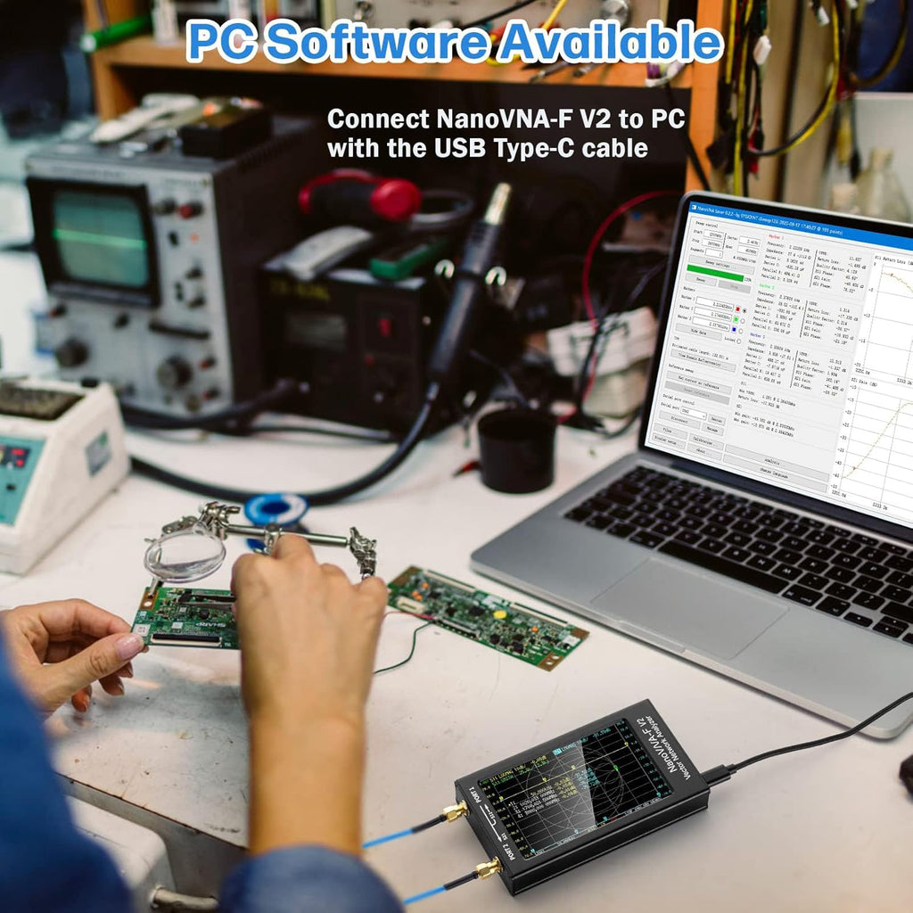 AURSINC Upgraded NanoVNA-F V2 Vector Network Analyzer 50kHz-3GHz with RF Demo Tester Board, 4.3inch with 5000mAh, Measuring S-Parameters VoltagSWR, Phase, Delay, Smith Chart, RTC Realtime