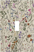 Beige Background Boho Flowers Plant Leaf 1 Gang Light Switch Covers Single Toggle Wall Plate Decorative Switchcover Electrical Switchplate for Country Bathroom Bedroom Decor