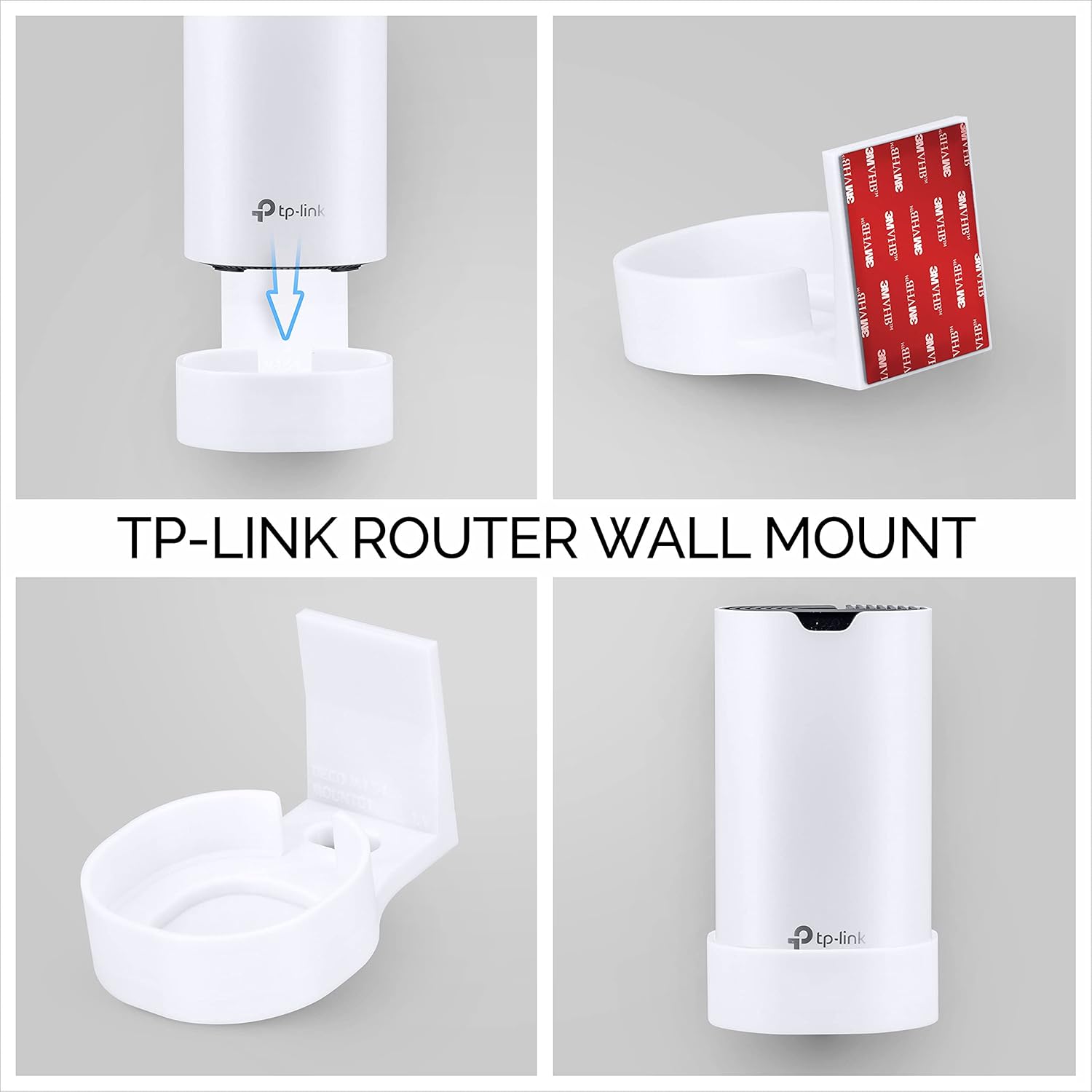 Adhesive Deco M4 & S4 Wall Mount Holder suitible for TP-Link WiFi Mesh, Strong VHB Tape Bracket, No Screws, Drilling & No Tools Needed, Easy to Install, White by Brainwavz (Single)