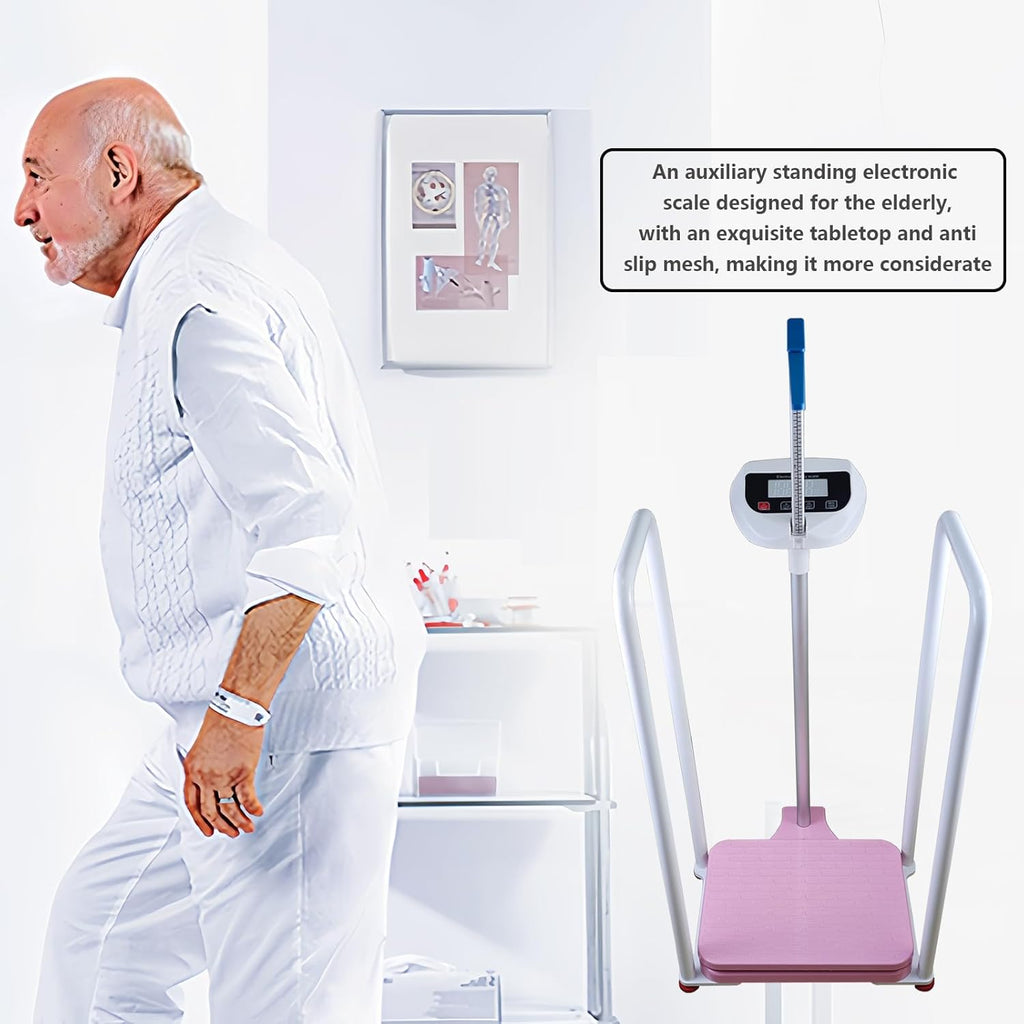 Assist The Elderly in Measuring Weight gain While Standing, with an Electronic Scale with armrests, Suitable for use in clinics, Hospitals, Schools, Nursing Homes (Pink)
