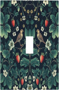 Decorative Light Switch Cover Strawberry Birds Flowers Plant Morris Floral 1 Gang Single Toggle Device Electrical Faceplate Switchplates Decorator Outlet Wall Plate for Bedroom Farmhouse