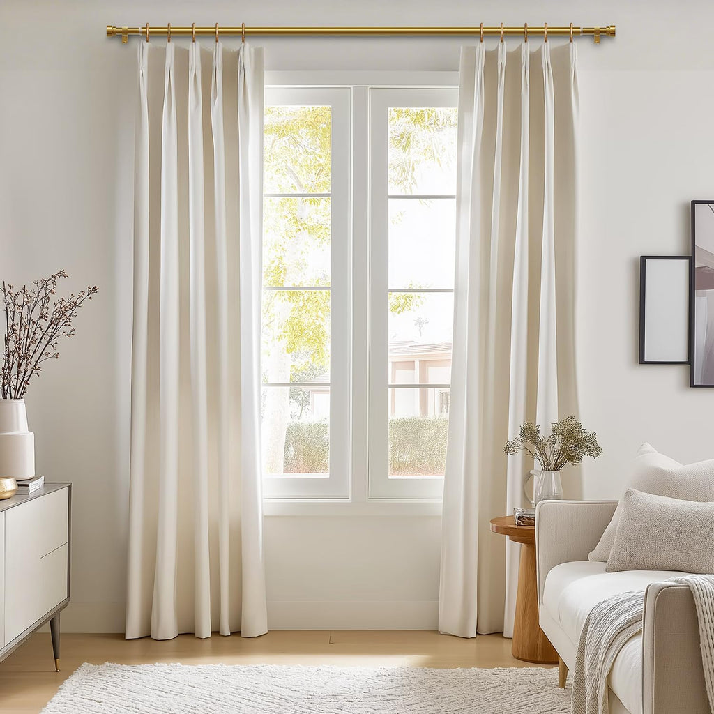 Oneach 2-Pack Heavy Duty Curtain Rods for Windows 28 to 48 Inch, 1 Inch Pole Adjustable Curtain Rod Set with Easy Installation and Modern Design (Brass Gold, 16 to 60 Inch)