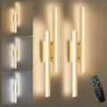 LED Wall Sconce Set of 2 Gold Remote Modern LED Vanity Lights Set of 2 Indoor Wall Light Fixtures for Living Room, Dimmable Wall Sconce for Bedside Bedroom Bathroom, 23.6inch 2 Pack