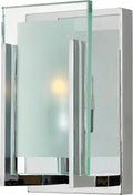 Hinkley Latitude Small Single Light Bath Vanity Sconce - Modern, Inside Etched Clear Glass Panel, Bulb Included - Chrome Finish