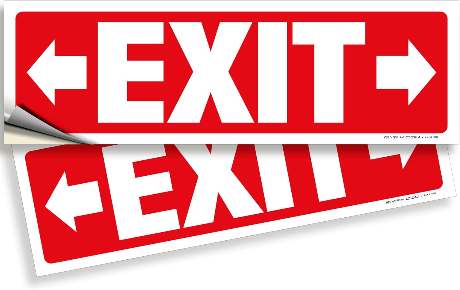 iSYFIX Exit Signs Stickers 2 Pack 12x4 Inch - Laminated Premium Vinyl Directional Right & Left Arrow Signs for Buildings, Office, Workplace, Stores, Schools, Theaters, Parking, Restaurants, Factories