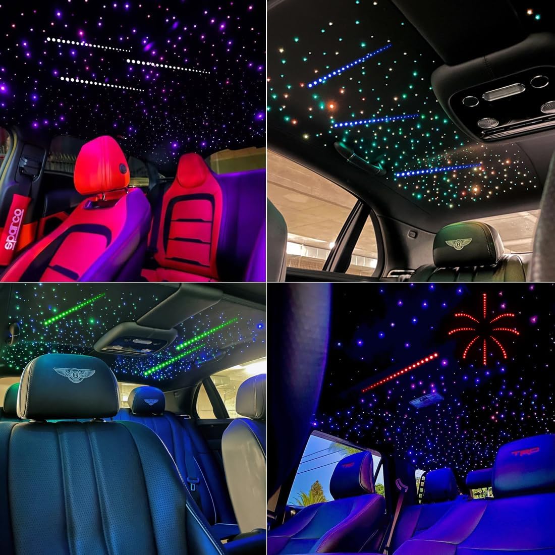 AZIMOM Dual Color 20w Twinkle Fiber Optic Starlight Headliner Kits Mixed 860pcs13.1ft, RGB Meteor Shooting Star, Sound Activated Remote APP Control Home Car Ceiling Décor