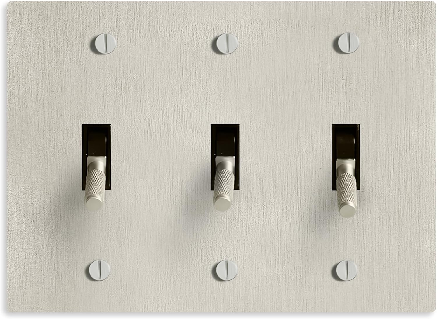 Select 15A 120V AC 3-Gang Toggle Switch, Vintage Satin Nickel Plated Single Pole 3 Way Compatible Wall Mount Toggle Switch, Included Faceplate & Switch Module, UL Listed