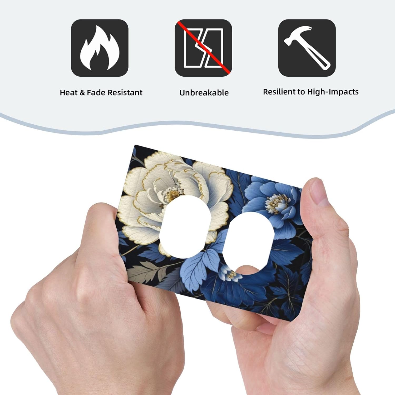 Blue White Flowers Light Switch Cover 1 Gang Outlet Plate Single Duplex Wall Plate Covers Decorative Switchplate Covers Electrical Faceplate for Home Decor