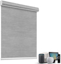 SmartWings Motorized Light Filtering Shades, 50% Blackout PVC Free Smart Blinds, Custom Size, Rechargeable Battery, Works with Matter/Apple HomeKit, Alexa, Thread/Zigbee, Remote Optional, 50% Silver