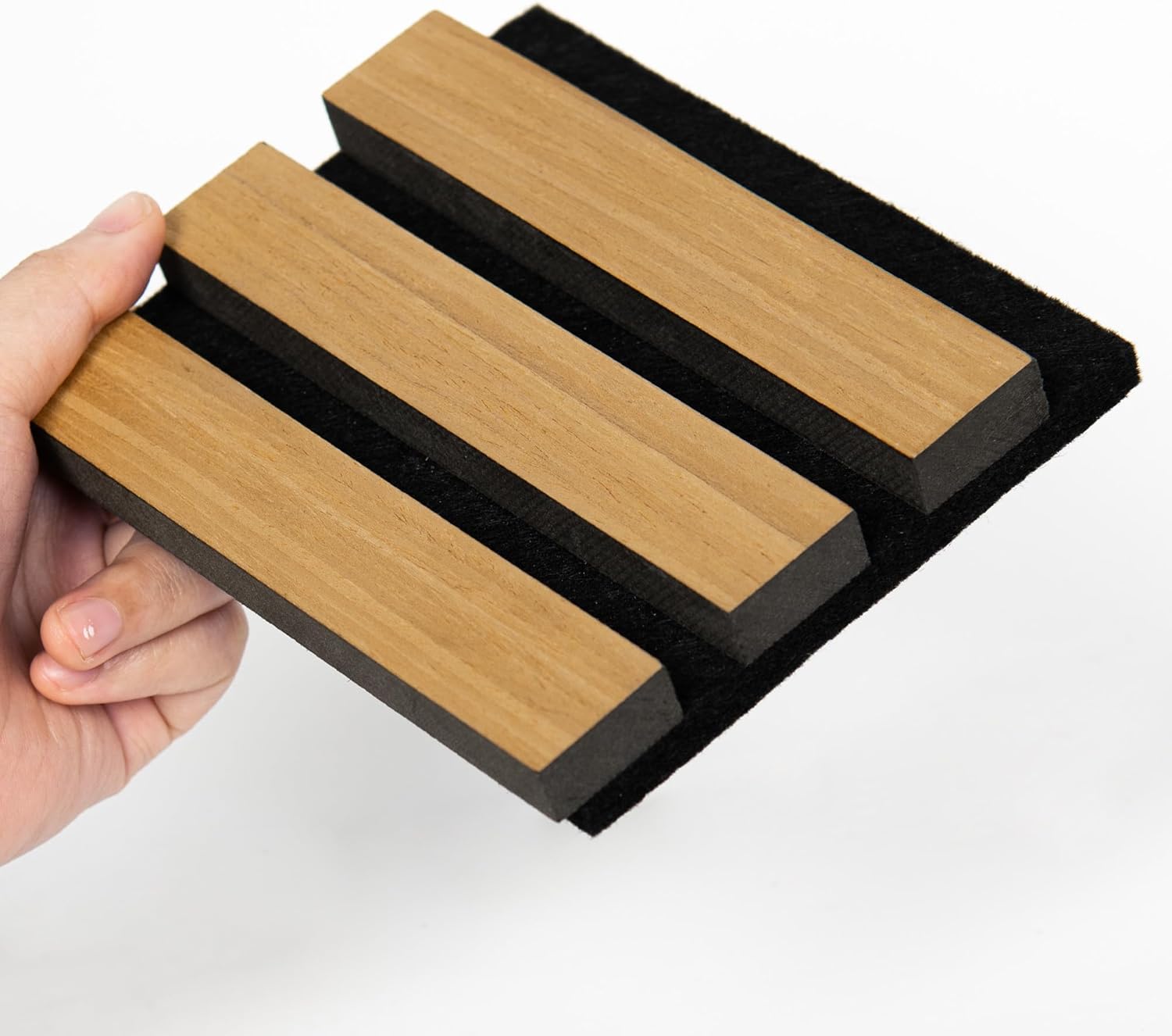 Sample Wood Salt Acoustic Wall Panels, Soundproof Wooden Wall Panels, 3D Fluted Sound Absorbing Panel, Teak, Sample Pack