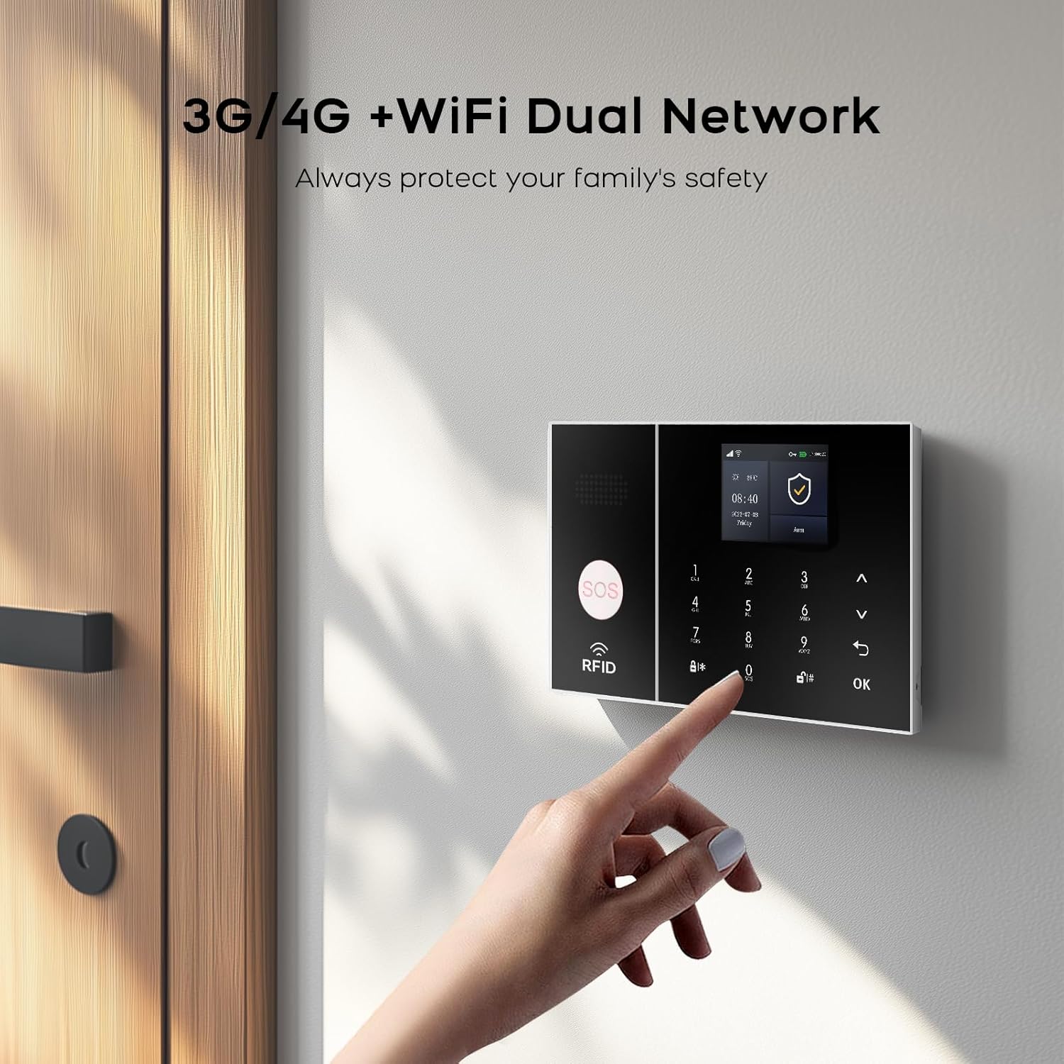 4G Smart Home Security Alarm Kit, Wireless WiFi Home Alarm System with Siren, PIR Motion Sensor, Remote Controls, Window/Door Sensor