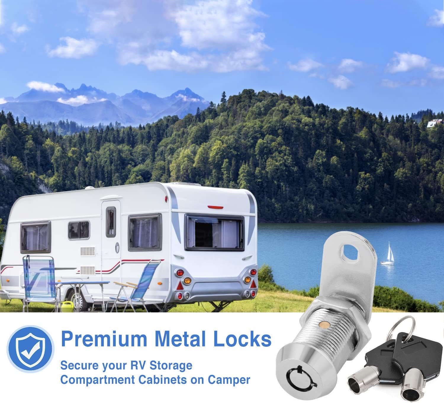 Cam Lock RV Storage Locks Keyed Alike,1-1/8" Fits on 7/8" Max Door Thickness, RV Locks for Compartment Door, Camper, Trailer, Cabinet Locks with Keys(1-1/8 Inch 2Pack)